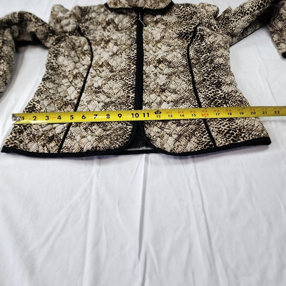 RQT Woman Black Beige Quilted Lightweight Boho Jacket Blazer Size M - Picture 9 of 12